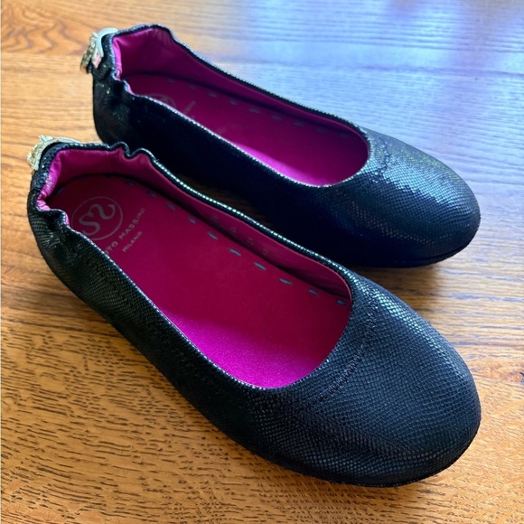 Massini Shoes - Soto Massini Milano Black Ballet Flats with Pink Insole- size 7-8
